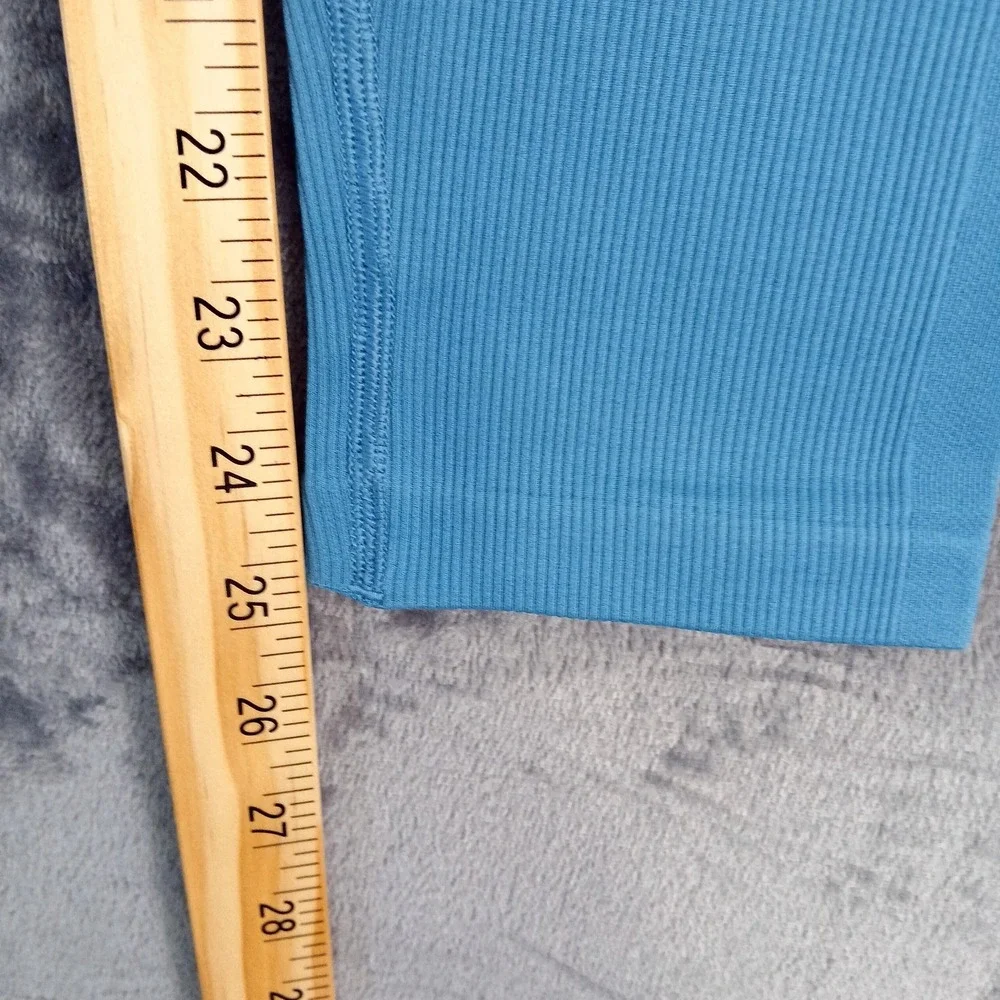 Athleta‎ Pants Womens Medium Blue Ribbed High Rise 7/8 Leggings Yoga Activewear